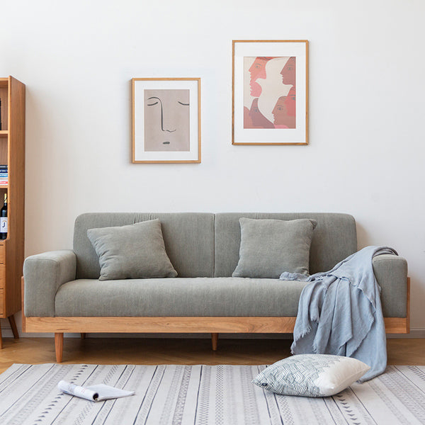 現代簡約布藝實木沙發客廳整裝小戶型北歐風雙人三人家具組合套裝