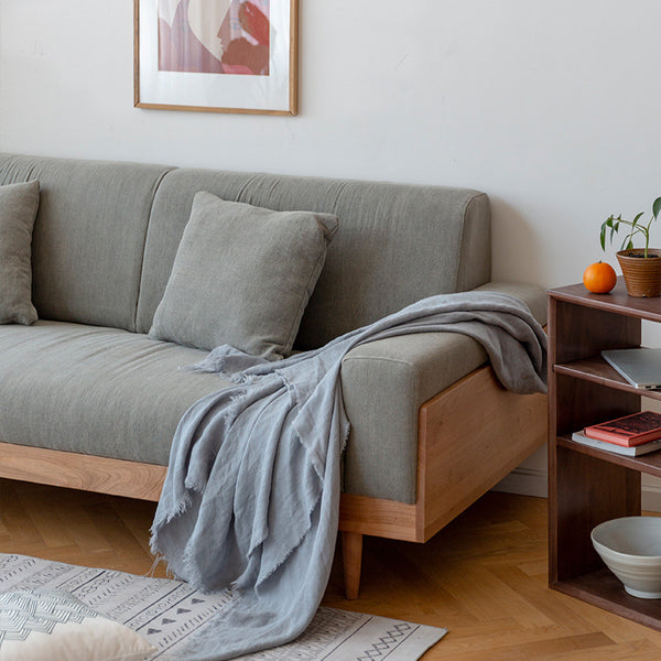 現代簡約布藝實木沙發客廳整裝小戶型北歐風雙人三人家具組合套裝