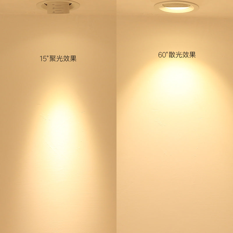 變焦射燈led天花燈嵌入式cob筒燈家用孔燈可調焦牛眼聚光燈象鼻燈