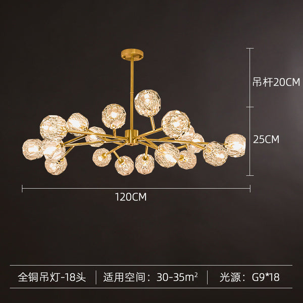 後現代全銅輕奢吊燈客廳燈簡約水晶燈餐廳臥室大氣北歐燈具分子燈