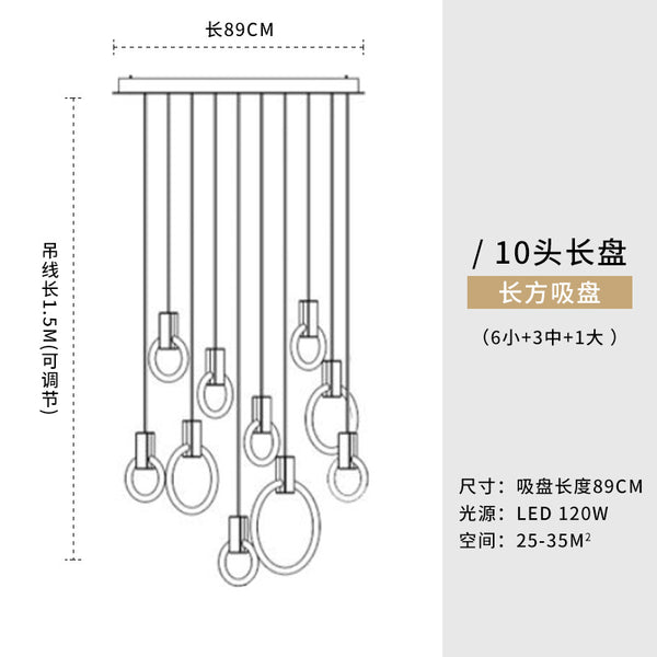 現代簡約圓形吊環木藝燈創意個性樓梯吊燈北歐風格簡約餐桌飯廳吧