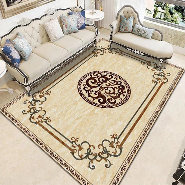 地墊臥室紋長沙發地毯方形家用墊中歐客廳毯大理石茶几歐式長方形