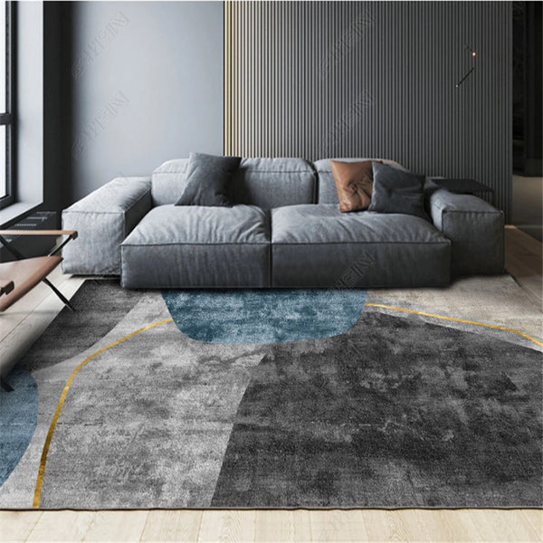 現代簡約輕奢客廳地毯抽象藝術茶几沙發床邊防滑地墊北歐臥室家用