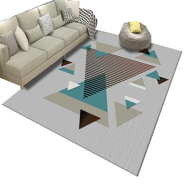 地毯客廳ins美式沙發茶几毯灰色臥室網紅同款幾何家用易打理地墊