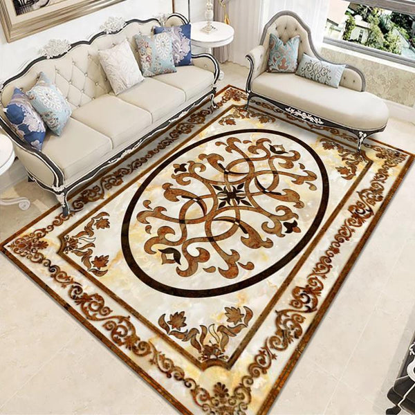 地墊臥室紋長沙發地毯方形家用墊中歐客廳毯大理石茶几歐式長方形