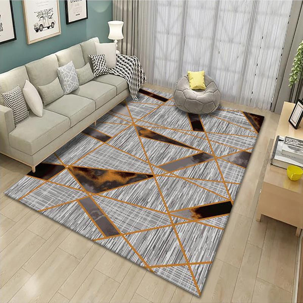 地毯客廳ins美式沙發茶几毯灰色臥室網紅同款幾何家用易打理地墊