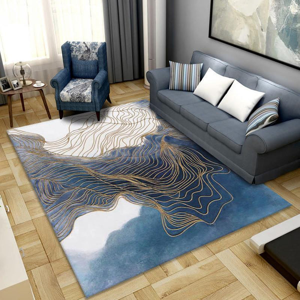 後現代輕奢地毯客廳茶几墊美式歐式臥室床邊毯滿鋪抽象藝術ins風