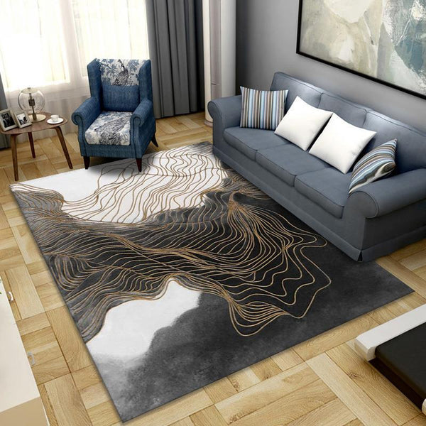 後現代輕奢地毯客廳茶几墊美式歐式臥室床邊毯滿鋪抽象藝術ins風