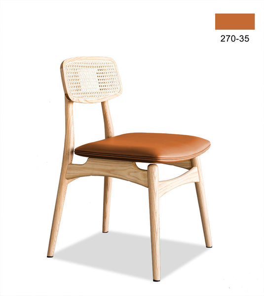 同頻者 北歐實木餐椅軟包座椅家用書椅中古籐編靠背餐桌椅子組合