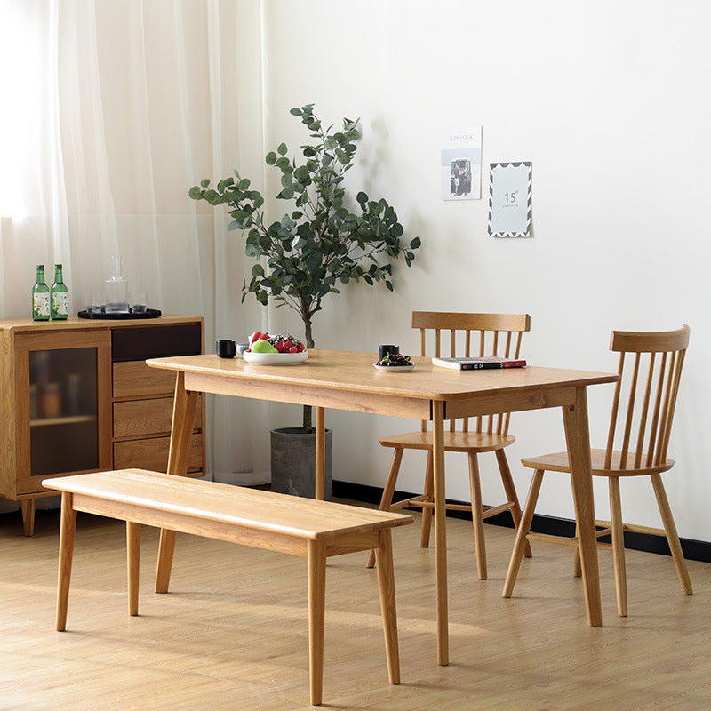 北歐實木餐桌 小戶型原木長方形吃飯桌子簡約白橡木餐桌椅組合