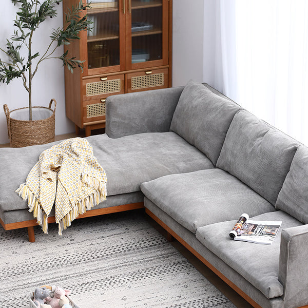 北歐實木沙發 小戶型客廳轉角貴妃位 白橡木現代簡約日式布藝沙發