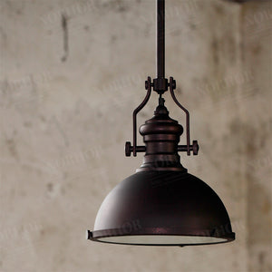 美式鄉村北歐時尚復古酒吧餐廳吊燈工業工礦風燈具燈飾咖啡廳吊燈 (40 黑色31CM) - luxhkhome