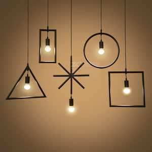 北歐簡約吧檯燈loft工業風創意個性複古鐵藝幾何餐廳藝術吊燈 - luxhkhome