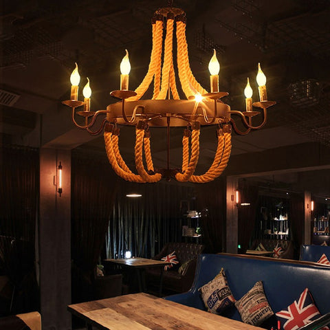 美式工業創意復古餐客廳服裝店咖啡工程酒店loft鐵藝麻繩葫蘆吊燈 - luxhkhome