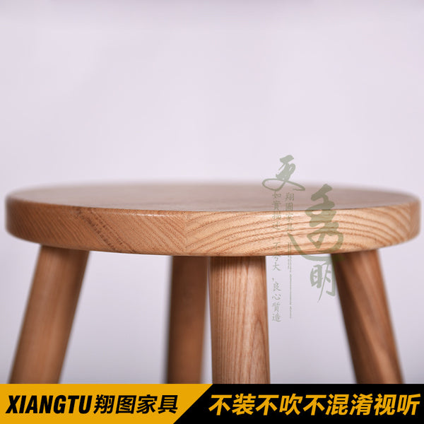 白蠟木實木吧檯椅 日式原木高腳凳 卯榫結構