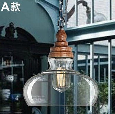 歐式高檔西餐廳酒吧吧台咖啡店吊燈個性簡約創意木紋玻璃餐吊燈 - luxhkhome