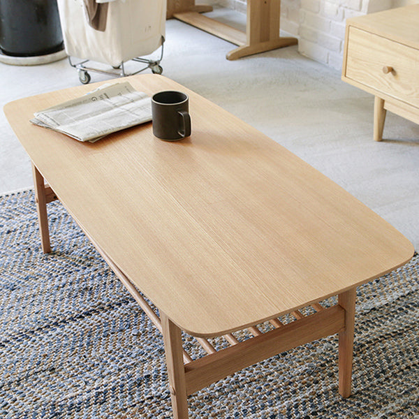 北歐舒適橡木小戶型長方形圓角茶桌 全實木茶几現代簡約客廳茶桌 - luxhkhome