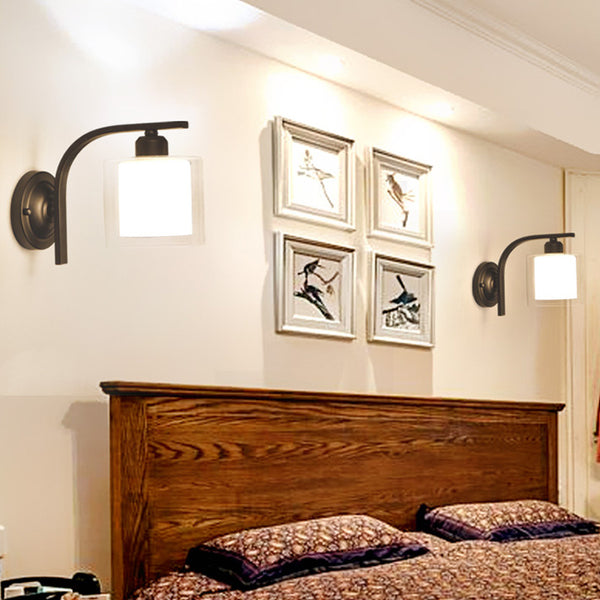 北歐美式壁燈現代簡約鐵藝臥室床頭壁燈客廳背景牆走廊過道燈具 - luxhkhome