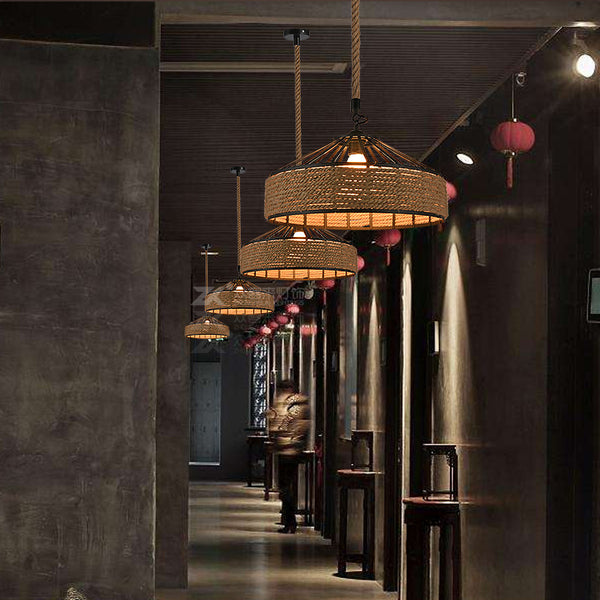 美式鄉村復古loft創意個性麻繩吊燈蒙古包餐廳吧台火鍋店燈具 - luxhkhome