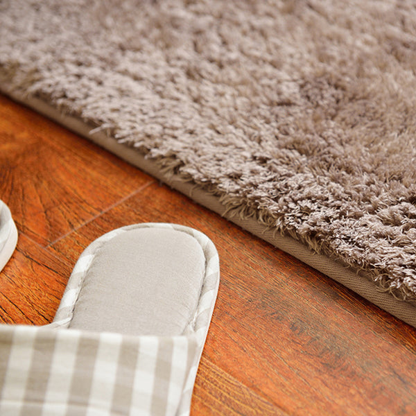 簡約現代地毯 蜜桃絨絲毛純色水草絨客廳臥室茶几床邊可水洗地毯