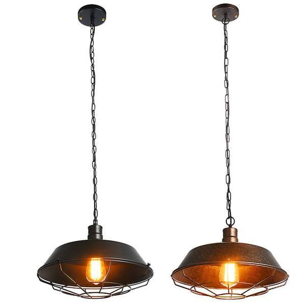 Loft2餐廳燈設計師款吧台北歐美式複古鄉村工業控吊燈鐵鏽色鍋蓋 - luxhkhome