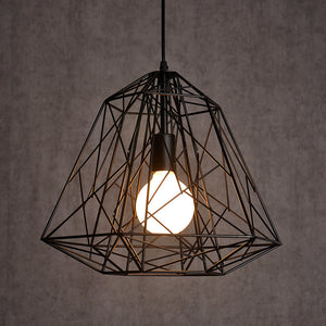 北歐復古工業風創意餐廳燈 鑽石編織鐵藝吊燈 (不带灯泡 黑色) - luxhkhome