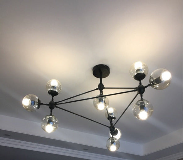魔豆吊燈簡約北歐創意吊燈美式LED復古鐵藝玻璃圓球客廳餐廳吊燈 - luxhkhome