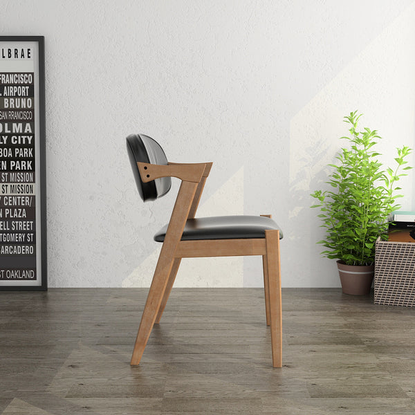 北歐簡約實木餐椅 簡約現代辦公會議扶手靠背椅Z字形創意椅書桌椅 - luxhkhome