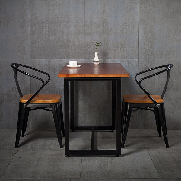 現代簡約辦公桌飯店快餐店咖啡廳奶茶店酒吧用鐵藝實木餐桌椅組合 - luxhkhome