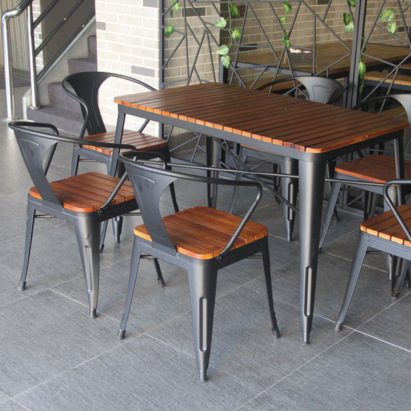 脫脂防腐戶外桌椅組合 歐式鐵皮椅鐵藝靠背椅休閒咖啡餐廳餐桌椅 - luxhkhome