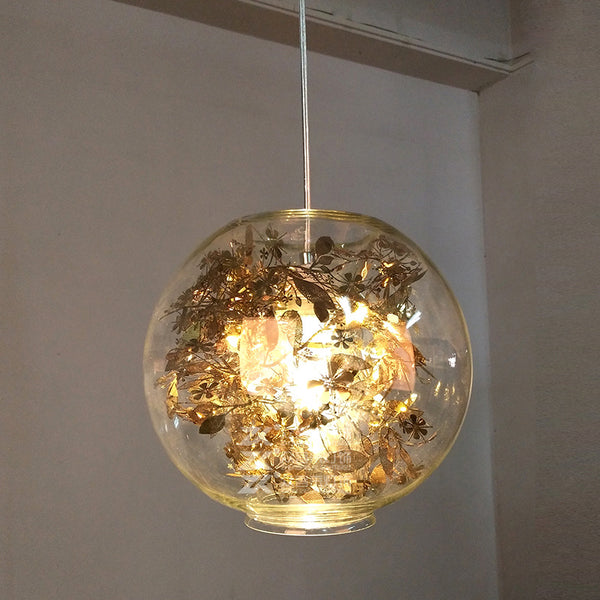 現代簡約臥室小吊燈創意個性玻璃不銹鋼金銀花燈吧台餐廳燈 - luxhkhome