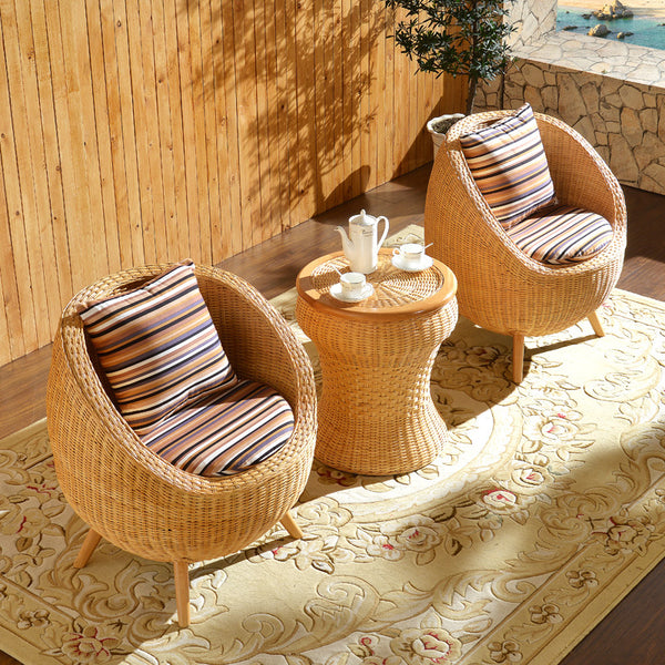 藤椅三件套休閒陽台戶外桌椅 籐編球形單人沙發組合全藤椅子組合
