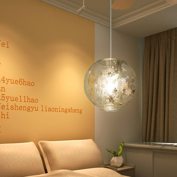 現代簡約臥室小吊燈創意個性玻璃不銹鋼金銀花燈吧台餐廳燈 - luxhkhome
