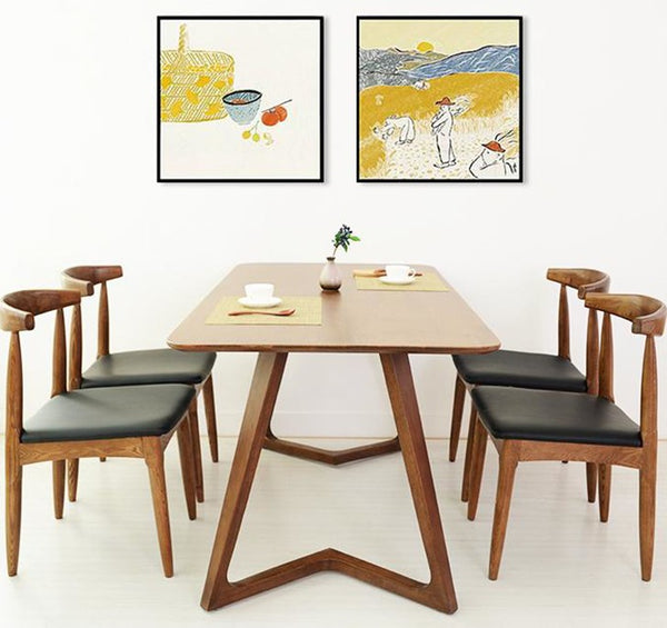 中式實木餐桌椅小戶型現代復古飯桌子長方形松木餐檯休閒桌椅組合 - luxhkhome