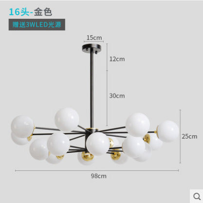 後現代新魔豆吊燈白色圓球個性創意客廳藝術餐廳玻璃鐵藝燈具 - luxhkhome
