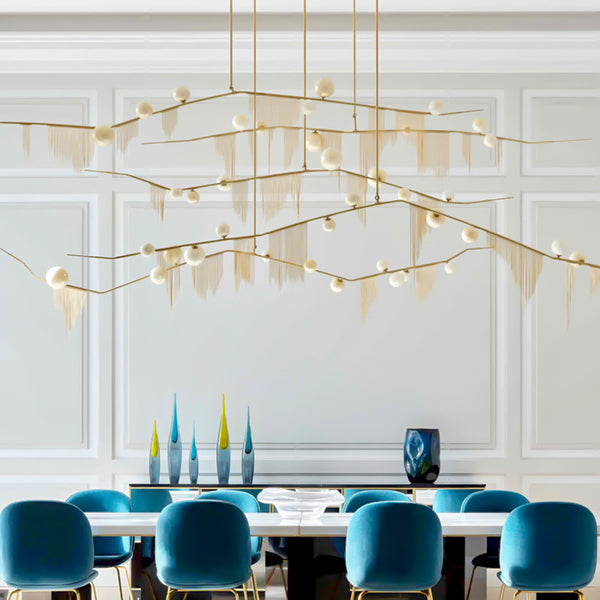 北歐後現代客廳吊燈創意個性簡約時尚餐廳吊燈鐵藝鏈條玻璃罩燈具 - luxhkhome