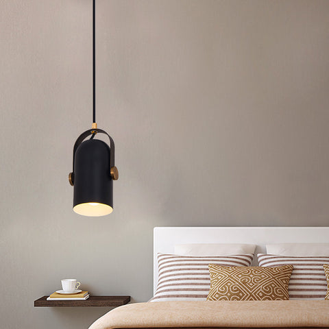 現代簡約客廳吊頂射燈北歐創意個性黑色臥室床頭單頭小吊燈 - luxhkhome