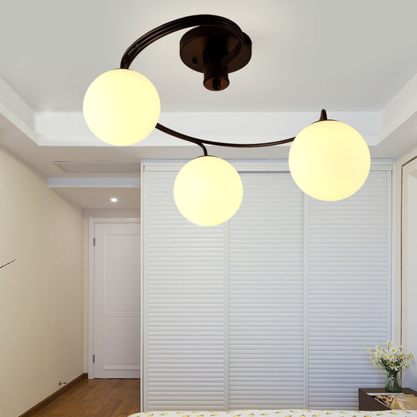 美式客廳吸頂燈圓形簡約臥室燈大氣鐵藝玻璃餐廳燈具 - luxhkhome