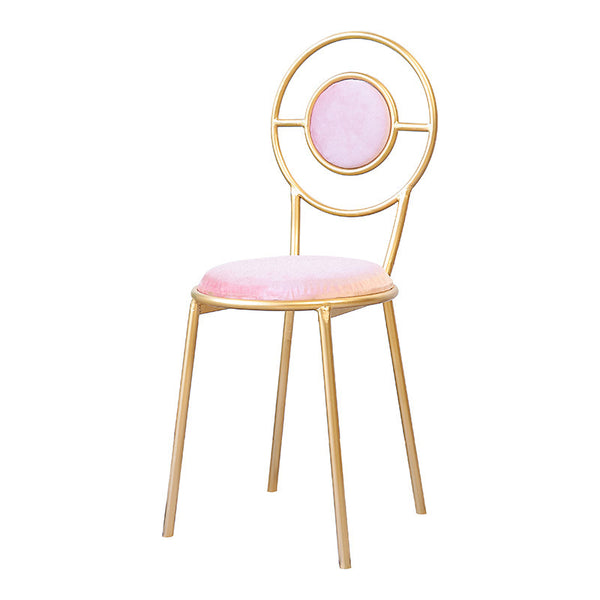 簡約現代北歐梳妝檯椅美甲凳咖啡個性休閒椅子鐵藝餐椅靠背絨布椅 - luxhkhome