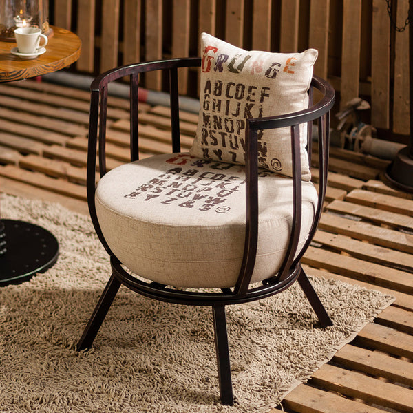 工廠直銷鐵藝布藝沙發椅 創意個性單人椅子簡約工業風復古沙發椅 - luxhkhome