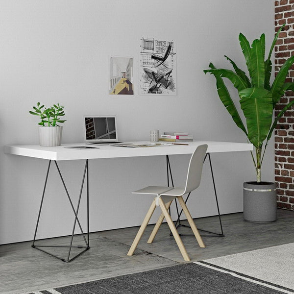 北歐新款白色實木辦公桌 設計師風工作室簡約單人辦公書桌批發 - luxhkhome