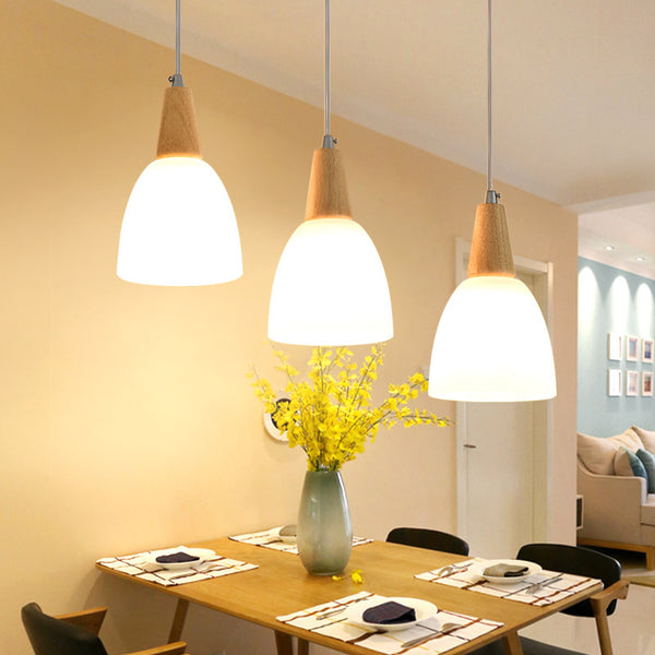 北歐餐廳吊燈個性創意三頭餐廳燈簡約現代led木質飯廳燈具木吊燈
