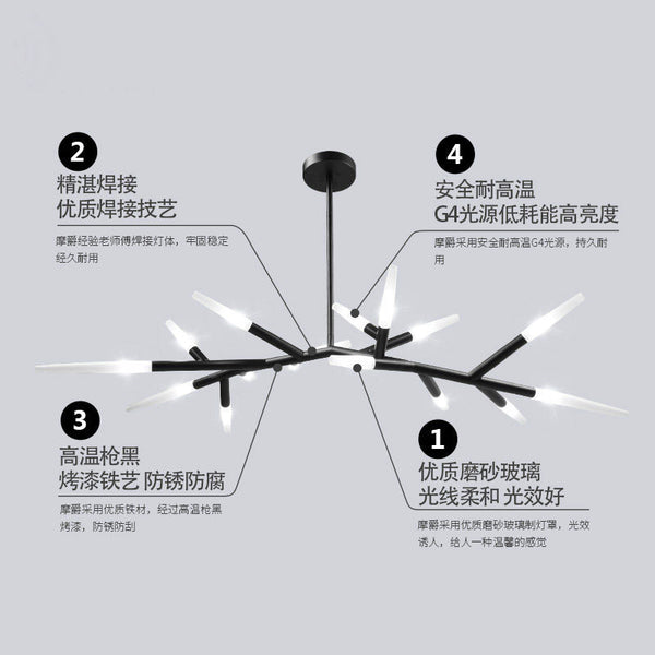 北歐吊燈lindsey後現代個性簡約創意設計師裝飾樹枝分子燈具客廳 - luxhkhome