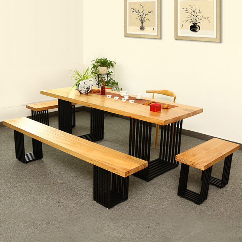 美式鐵藝客廳會客茶桌 餐廳多人聚餐方桌創意實木客廳家具可定制 - luxhkhome