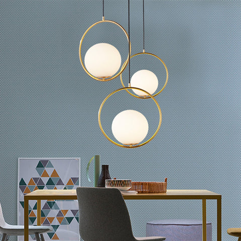 北歐創意餐廳吊燈個性臥室床頭燈現代簡約單頭吧台圓形玻璃球吊燈 - luxhkhome