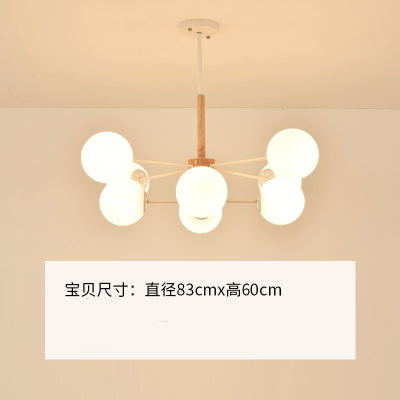 原木北歐魔豆吊燈簡約現代創意個性客廳燈臥室餐廳家用實木燈具