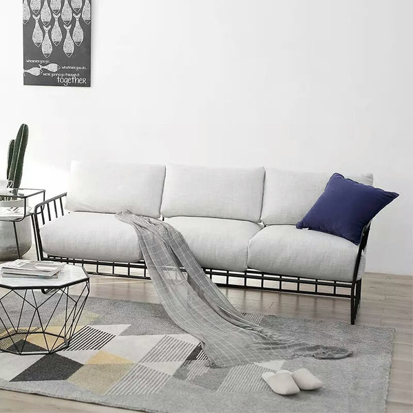 北歐鐵藝創意沙發咖啡廳卡座loft工業風布藝軟包客廳沙發椅組合 - luxhkhome