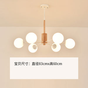 原木北歐魔豆吊燈簡約現代創意個性客廳燈臥室餐廳家用實木燈具