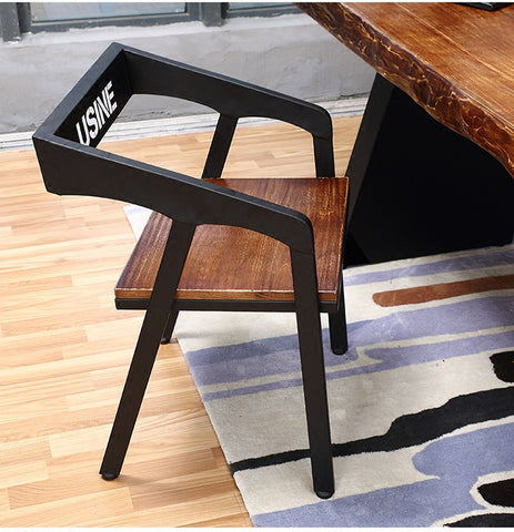 美式鐵藝仿實木書椅靠背餐椅休閒辦公電腦椅子北歐設計師椅子凳子 - luxhkhome