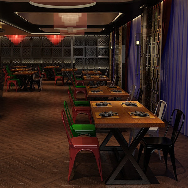 美式複古loft餐廳餐桌椅可定制 簡約家用飯桌咖啡廳飯店長凳餐桌 - luxhkhome